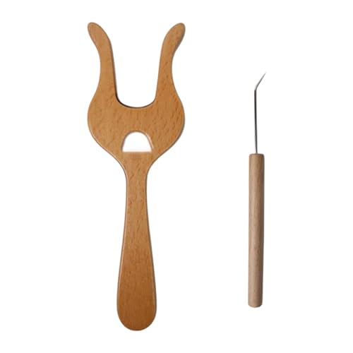 Amagogo Strickgabel, Flechtwerkzeug, Gebogene Nadel, leichtes, tragbares, stabiles Strickwebstuhl-Set aus Holz für Puppen, Halsketten, Anfänger von Amagogo