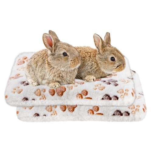 Amakunft 2 Stück waschbare Meerschweinchen-Bettmatte, Kaninchen-Winterbettunterlage für den Innenbereich, warme Kleintierbettmatratzen, Fleece-Schlafunterlage für Hase, Ratte, Igel, Eichhörnchen, Chin von Amakunft