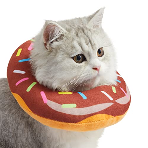 Amakunft Verstellbares Katzenhalsband, weich, Katzen-Genesungshalsband, Kegel für Katze nach Operationen, Katzenhals-Kegel, elisabethanisches Halsband für Katze und Kätzchen (Donut S (Hals: 12,7 cm - von Amakunft