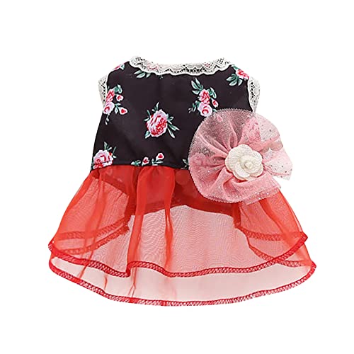 Amaone Dackelkleidung Für Hundemädchen Pet Kleider Frühling und Sommer Pet Cothes Frühling und Sommer Cute Pet Supplies Kleider Rose Dress Yen-Kleidung (B-Red, S) von Amaone