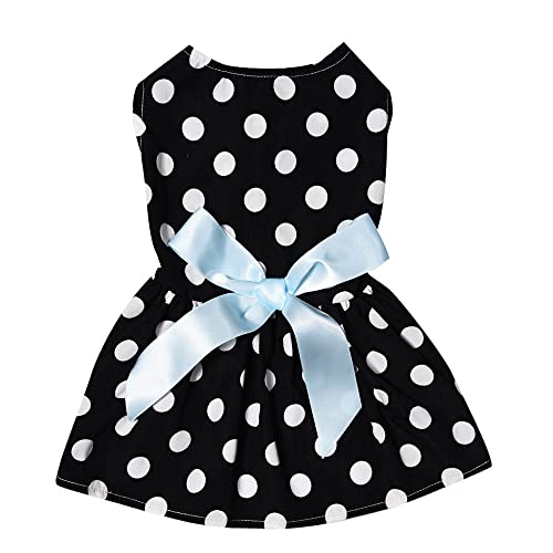 Amaone Hunde-Cheerleader-Outfit Haustier-Hundekleid aus Baumwolle, Frühling und Sommer, Haustierkleidung, Frühling, niedlich, Heimtierbedarf, Baumwolle, Pfirsichkleid, Bogenrock Stolz (Black #1, M) von Amaone