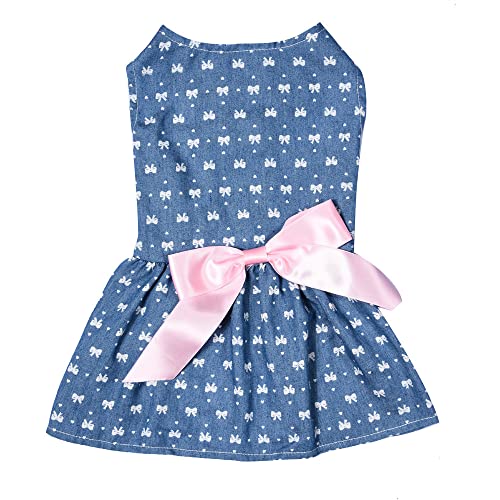 Amaone Hunde-Cheerleader-Outfit Haustier-Hundekleid aus Baumwolle, Frühling und Sommer, Haustierkleidung, Frühling, niedlich, Heimtierbedarf, Baumwolle, Pfirsichkleid, Bogenrock Stolz (Blue #1, L) von Amaone