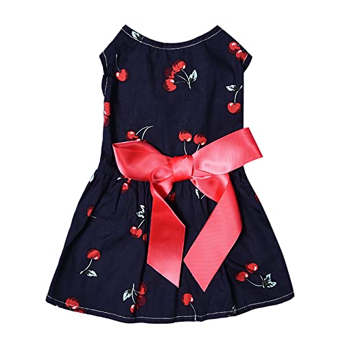 Amaone Hunde-Cheerleader-Outfit Haustier-Hundekleid aus Baumwolle, Frühling und Sommer, Haustierkleidung, Frühling, niedlich, Heimtierbedarf, Baumwolle, Pfirsichkleid, Bogenrock Stolz (Navy #1, M) von Amaone