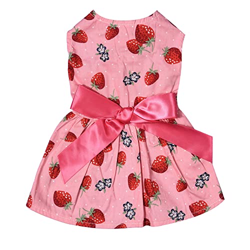 Amaone Hunde-Cheerleader-Outfit Haustier-Hundekleid aus Baumwolle, Frühling und Sommer, Haustierkleidung, Frühling, niedlich, Heimtierbedarf, Baumwolle, Pfirsichkleid, Bogenrock Stolz (Pink #1, M) von Amaone