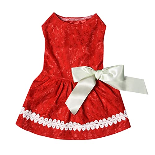 Amaone Hunde-Cheerleader-Outfit Haustier-Hundekleid aus Baumwolle, Frühling und Sommer, Haustierkleidung, Frühling, niedlich, Heimtierbedarf, Baumwolle, Pfirsichkleid, Bogenrock Stolz (Red #1, S) von Amaone