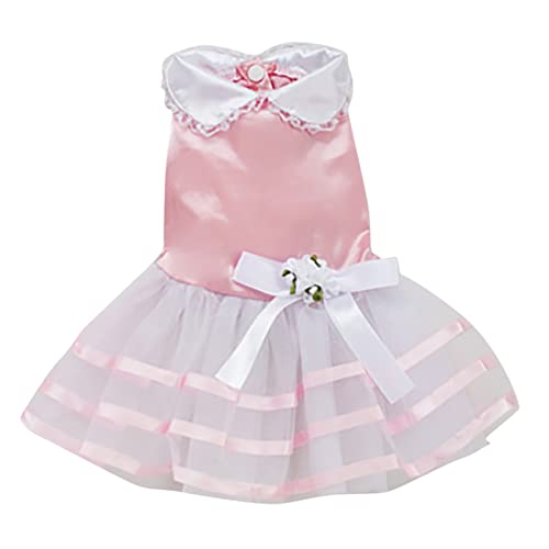 Amaone Hunde-Cheerleader-Outfit Haustier-Hundekleid aus Baumwolle, Frühling und Sommer, Haustierkleidung, Frühling, niedlich, Heimtierbedarf, Baumwolle, Pfirsichkleid, Bogenrock Stolz (a-Pink, L) von Amaone