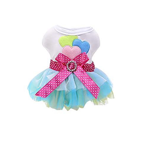 Amaone Hunde-Cheerleader-Outfit Haustier-Hundekleid aus Baumwolle, Frühling und Sommer, Haustierkleidung, Frühling, niedlich, Heimtierbedarf, Baumwolle, Pfirsichkleid, Bogenrock Stolz (b-Blue, M) von Amaone