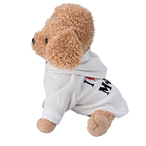 Amaone Hundegeschirr Hundemäntel T-Shirt Mode Baumwolle kleine Kleidung Hundekostüm Welpen Pullover Hunde Hoodies (White-B, S) von Amaone