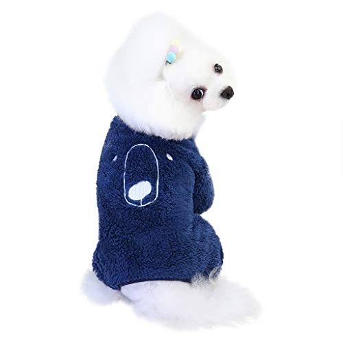 Amaone Hundegeschirr Welpenweste Geschirr Pet Kleidung tragen vierbeinige Fleece warme Hundekleidung Haustier-Welpen-Kleidung Chihuahua Kleidung Hunde Warm (Blue-3, S) von Amaone