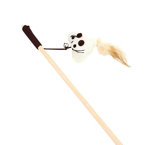 Amaone Katzenspielzeug Wand Katzenspielzeug Teasing Cat Stick Feather Suzuki Teasing Cat Stick Wooden Stick Numb Katzenspielzeug Holz Intelligenz (D-1, One Size) von Amaone