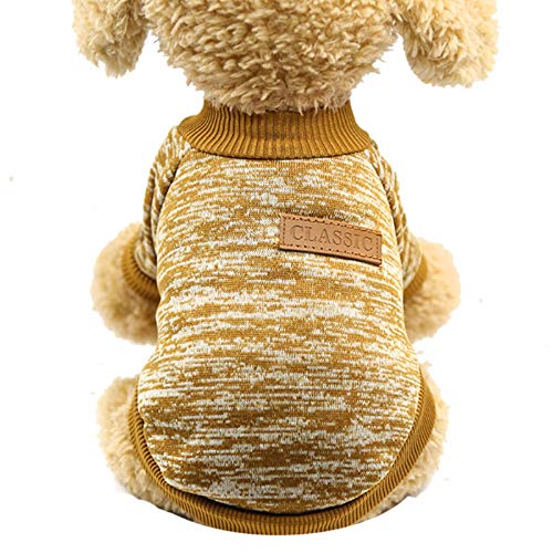 Amaone Kleidung Hundegeschirr Mantel Kleines Warmer Teddypullover Welpenkleidung Katzenwollkampf Zweibeiniger Hund Haustier Haustierkleidung Hundekleidung Klein Hund (Khaki #3, L) von Amaone