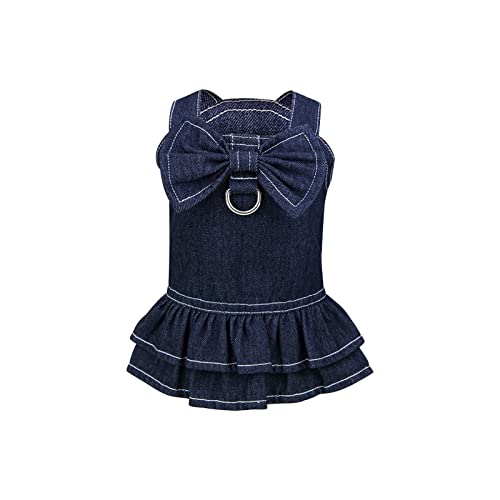 Amaone Kleiner Hund Kleidung Chihuahua Bikini Hundekleid für Frühlings- und Sommer-Heimtiere niedlich Tierbedarf Jeanimkleid Haustier Hund Kleidung S (Dark Blue-1, S) von Amaone