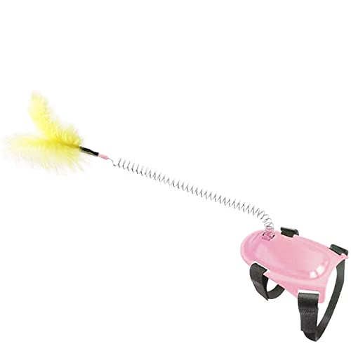 Feder Fun Wand Play Pet Toy Exercise Small and Cat Teaser StickInteractive Stick for Indoor Control Feet Cat Pet Toys Intelligenzspielzeug Für Katzen (Pink-4, One Size) von Amaone