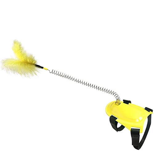 Feder Fun Wand Play Pet Toy Exercise Small and Cat Teaser StickInteractive Stick for Indoor Control Feet Cat Pet Toys Intelligenzspielzeug Für Katzen (Yellow-4, One Size) von Amaone