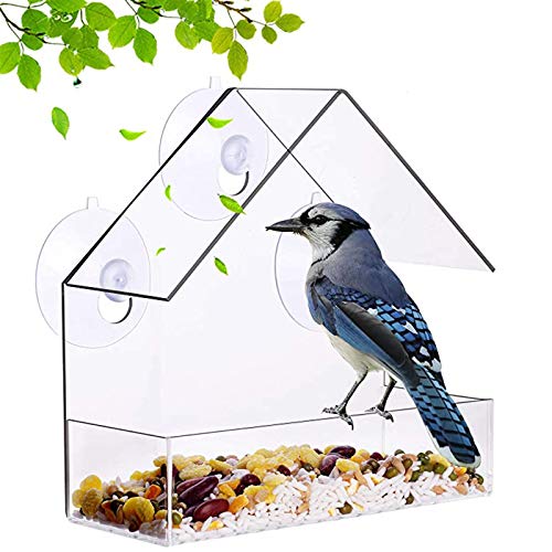 Katzenfutterstation Window Bird Feeder Cup Clear mit Saugnapf-Futterspender inkl. Window Bird Pet Supplies Futterautomat Katze Chip (A, One Size) von Amaone