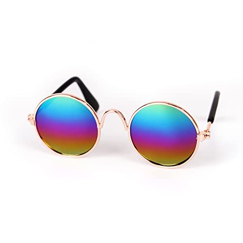 Strandzubehör Für Hunde 1 Stück Kleine Haustier-Sonnenbrille Retro-Hunde-Sonnenbrille Runde Metall-Welpen-Sonnenbrille Cosplay-Brille Foto-Requisiten Brillen Für Cooles Hundezubehör Für Große Hunde von Amaone