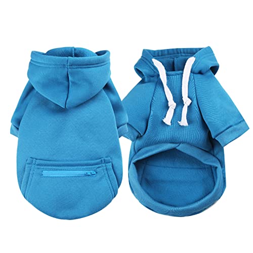 wasserdichte Hundemantel Winter Warme Jacke Hunde Welpen Pullover Junge Für Kleine Mit Tasche - Warmer Hund Medium Hoodie Herbst Kleidung Winter Fleece Haustierkleidung Hunde (1024THDEBKC-Blue, 3XL) von Amaone