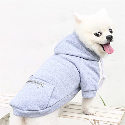 wasserdichte Hundemantel Winter Warme Jacke Hunde Welpen Pullover Junge Für Kleine Mit Tasche - Warmer Hund Medium Hoodie Herbst Kleidung Winter Fleece Haustierkleidung Hunde (1024THDEBKC-Grey, L) von Amaone