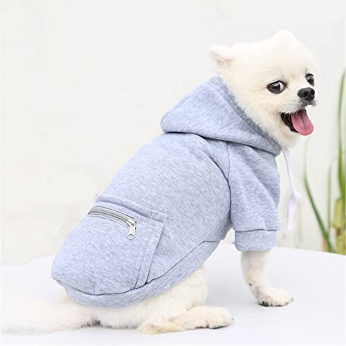 wasserdichte Hundemantel Winter Warme Jacke Hunde Welpen Pullover Junge Für Kleine Mit Tasche - Warmer Hund Medium Hoodie Herbst Kleidung Winter Fleece Haustierkleidung Hunde (1024THDEBKC-Grey, XS) von Amaone