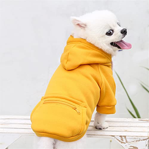 Wasserdichte Hundemantel Winter Warme Jacke Hunde Welpen Pullover Junge Für Kleine Mit Tasche - Warmer Hund Medium Hoodie Herbst Kleidung Winter Fleece Haustierkleidung Hunde (1024THDEBKC-Yellow, L) von Amaone