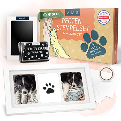 Amari ® Pfotenabdruck Set inkl. 2 Stempelkissen und 4 Druckkarten - Pfotenabdruck Set Hund - Geschenke für Hundebesitzer - Pfotenabdruck Set Katze - Hund Erinnerung von Amari