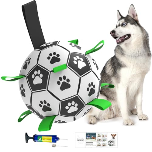 Amasiver Hundebälle, interaktives Hundespielzeug zum Tauziehen, Hunde-Fußball mit 9 Nylonbändern für drinnen und draußen, Hundespielzeug für kleine Hunde & mittelgroße Geschenke zum Geburtstag von Amasiver