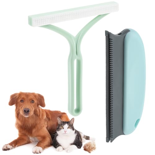 Amaxiu Haustier Haarentferner kamm Bürste Pet Pinsel Set, 2pcs Hund Katze Haarentferner Teppich Couch Haarentfernung Werkzeug schnell Fussel Entferner Haustier Haar Haar Entferner Kamm(Hellblau) von Amaxiu