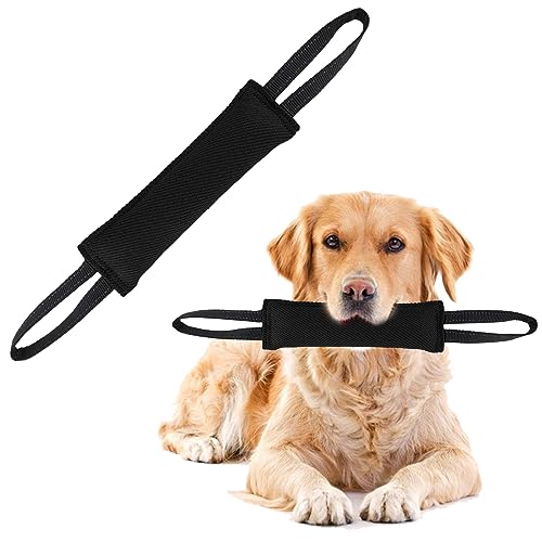 Amaxiu Hund Tug Spielzeug, Training Biss Kissen mit 2 Griffen Tough Durable Nylon Pull Spielzeug für Kleine Bis Mittlere Welpen Interaktive Spielen Fetch Welpen Ausrüstung, 22.83 * 3.34in (Schwarz) von Amaxiu