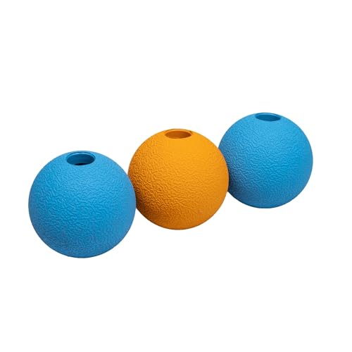 Amazon Basics Apportierbälle aus Gummi zum Spielen für Hunde, 6.4 cm (3 Stück), Blau, Orange von Amazon Basics