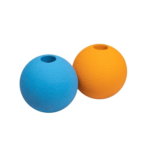 Amazon Basics Apportierbälle aus Gummi zum Spielen für Hunde, 2 Stück, 7.62 cm, Blau, Orange von Amazon Basics