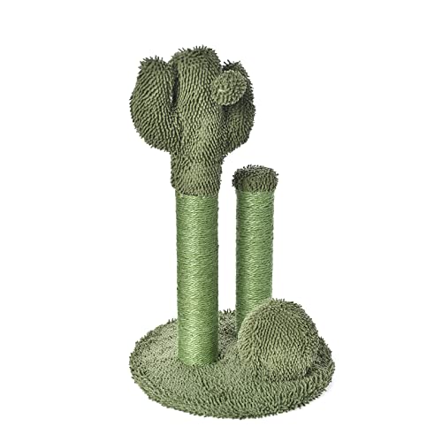 Amazon Basics Kratzbaum für Hauskatzen, Kaktus-Kratzbaum, 3 Stämme, 68 cm, grün von Amazon Basics