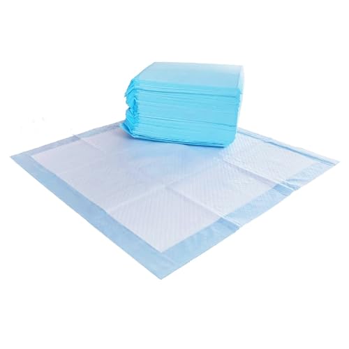 Amazon Basics Hunde-Pinkeltücher für das Töpfchentraining, auslaufsicher, parfümiert, 5-lagig, 56 x 56 cm, Normal (50Stück), Blau/Weiß von Amazon Basics