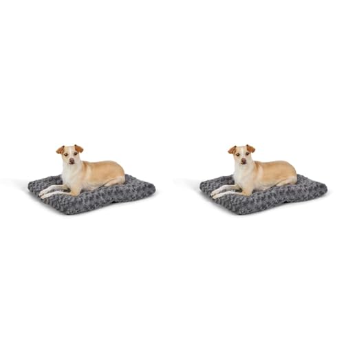 Amazon Basics Maschinenwaschbar Hundebett und Haustierbett für Hunde und Katzen - Waschbar und Strapazierfähig, Sehr Klein, 58 x 47 cm, Graue Wirbel (Packung mit 2) von Amazon Basics