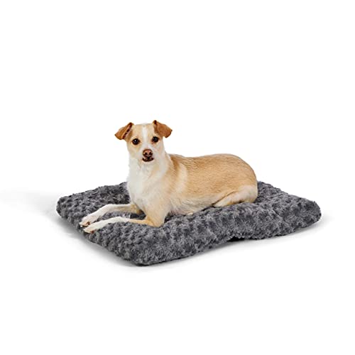 Amazon Basics Maschinenwaschbar Hundebett und Haustierbett für Hunde und Katzen - Waschbar und Strapazierfähig, Sehr Klein, 59 x 46 x 6 cm (L x W x H), Graue Wirbel von Amazon Basics