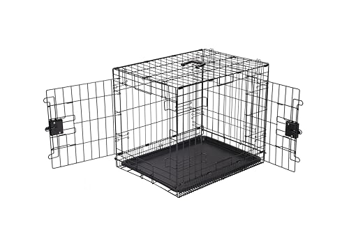 Amazon Basics Foldable Dog Metal Crate, Double Door 24 Inches von Amazon Basics