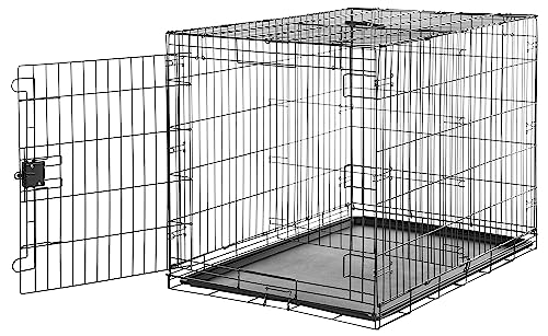 Amazon Basics Zusammenklappbarer Hundekäfig aus Metalldraht mit Bodenschale, Einzeltür, 106.7 x 71.1 x 76.2 cm (L x W x H), Schwarz von Amazon Basics