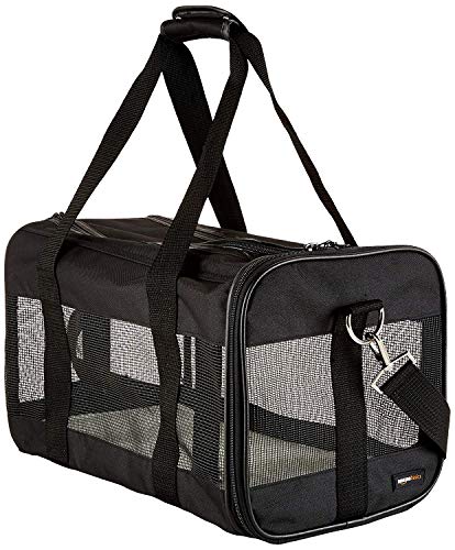 Amazon Basics AMZSC-002 Tragetasche für Hund Haustiere mit weichen Seiten, Größe M, Schwarz, L 42 x B 27 x H 28 cm von Amazon Basics