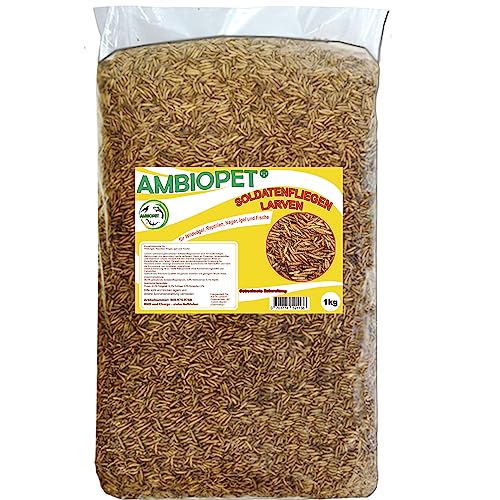 Ambiopet Soldatenfliegenlarven (Hermetia) getrocknet 1kg Packung, Black Soldier Fly, Protein- und fettreiches Wildvogelfutter, reich an Calcium und Laurinsäure von Ambiopet