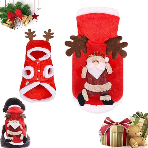 Amebleak Weihnachts Kostüm Hunde, Haustier Kleidung Weihnachten, Weihnachten Kapuzen Haustier Kleidung, Haustier Weihnachtsmann Kleidung, Cosplay Mantel für Hunde und Katzen (L) von Amebleak