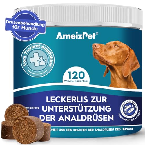 AmeizPet Hunde Weiche Leckerlis Analdrüsen Salbe für Hund, Analdrüsen Salbe Hund Verdauungssnacks, 120 Hunde Leckerlis von AmeizPet