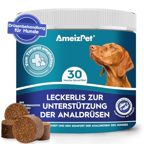 AmeizPet Hunde Weiche Leckerlis Analdrüsen Salbe für Hunde, Analdrüsen Salbe Hund Verdauungssnacks, 30 Hunde Leckerlis von AmeizPet