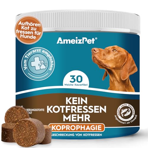 AmeizPet Kein Kack Weiche Leckerli Für Hunde, Koprophagie Gegen Kotfressen Hund, KOT Fressen Hunde Verdauungsenzyme, 30 Hunde Leckerlis, 67.5g (2.3 Oz) von AmeizPet