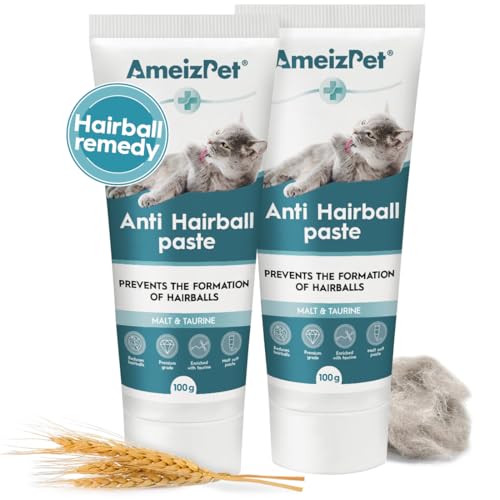 AmeizPet Malzpaste für Katzen Antihairball, Katzenpasten mit Malzextrakt - Katzenmalz Mittel Gegen Haarballen, 2 STK x 100g (3.52 Oz) von AmeizPet