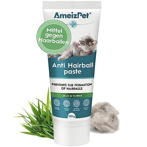 AmeizPet Malzpaste für Katzen Antihairball, Katzenpasten mit Malzextrakt - Katzenmalz Mittel Gegen Haarballen mit Taurin und Gras, 100g (3.52 Oz) von AmeizPet