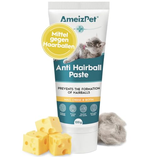 AmeizPet Malzpaste für Katzen Antihairball, Katzenpasten mit Malzextrakt - Katzenmalz Mittel Gegen Haarballen mit Taurin und Käse, 100g (3.52 Oz) von AmeizPet
