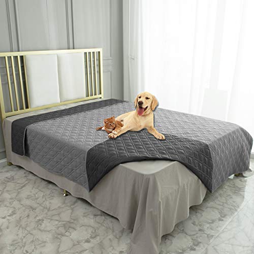 Ameritex Wasserdichte Hundedecke Hundezubehör für Bett Couch Sofa, 68x82 Inches, Grau+Dunkelgrau von Ameritex