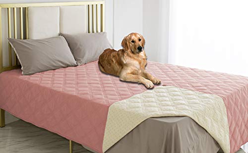 Ameritex Wasserdichter Hundebettbezug Haustierdecke mit rutschfester Rückseite für Möbel, Bett, Couch, Sofa (132 x 203 cm, hellrosa) von Ameritex