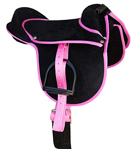 Amesbichler Reitsport AMKA Kinder Pony Reitkissen Luca schwarz/pink 10 Ponysattel komplettes Set auch für Holzpferde geeignet Cub Saddle Set von Amesbichler Reitsport