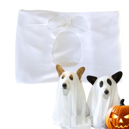 2 STÜCK Geister Kostüme Für Hunde, Weißer Geister Hunde Umhang, Halloween Geister Haustier Umhang, Halloween Geister Hundekostüm, Haustier-Kostüm Cosplay Für Halloween Party, Haustier Foto Requisiten von Amesor