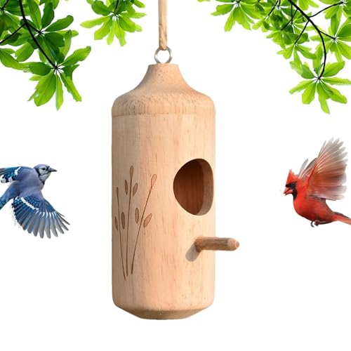 Amesor Vogelhäuser aus Holz,Kolibri-Häuser für draußen, Kleines Vogelhaus, Kolibri-Futterspender, Vogelhäuser aus Holz für den Außenbereich, Kolibri-Nisthaus, Gartendekoration, Kolibri-Nest schwingend von Amesor